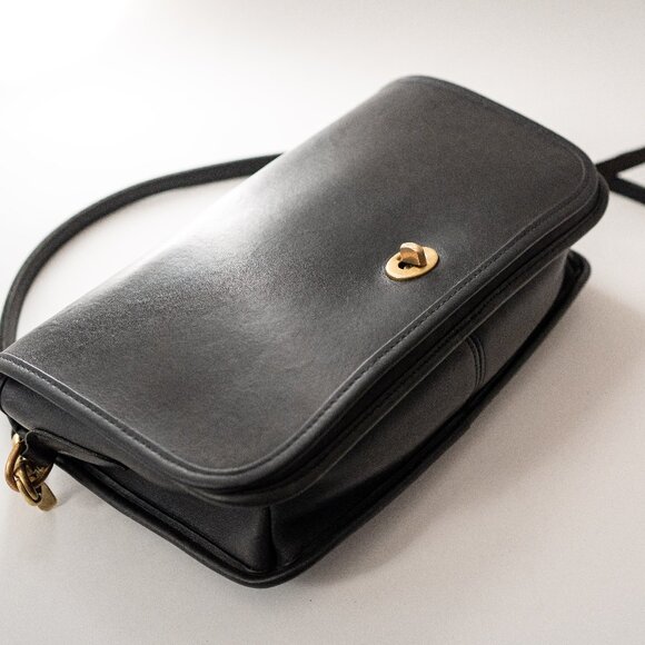 Vintage Coach Convertible Clutch - Black Leather Crossbody Made 1989 - Picture 10 of 16